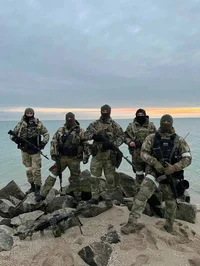 Military men in pool