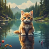 Kitten in a Lake