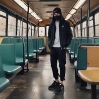 Teen boy in ski mask