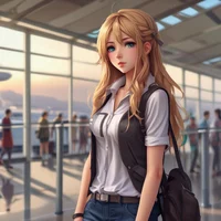 girl at airport Evy 