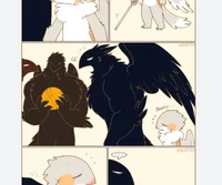 Blind bird and crows