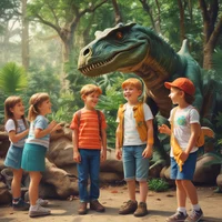 Kids in dinopark