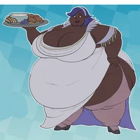 Fat food servant gal