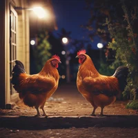 2 Chickens At Night