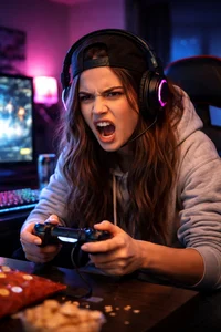 Angry gamer girl