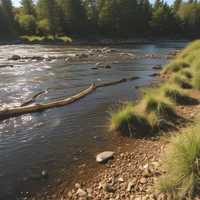 on a creek shore