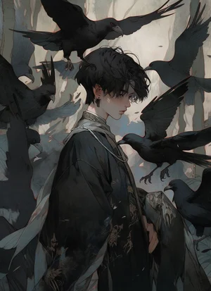 Yugioh card art, epic anime crow on Craiyon