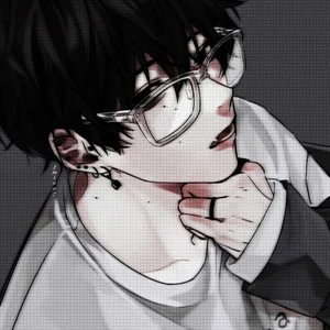 anime boy glasses glare