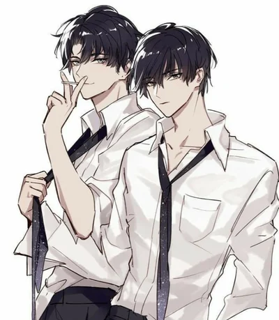 Anime twins brother, one is silver hair sassy face w... | OpenArt-demhanvico.com.vn