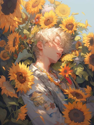 Sunflower Anime Girl Art Paint By Numbers - Paint By Numbers