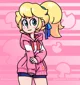 Peach in a hoodie