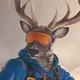 Deer snowboarder