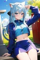 Cat girl blue