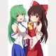 Reimu and Sanae