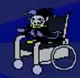 Jevil ina wheelchair