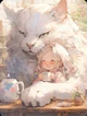 Little girl and cat