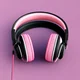 half pink headphones