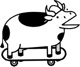 Skateboarding cow