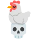 Chicken on a skull