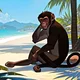 Monkey in a beach