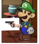Paper Luigi with gun