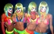 4 clown girls