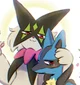 Meowscar and Lucario