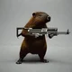 Capybara with gun