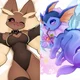 Vaporeon and Lopunny