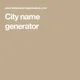 City Name Generator
