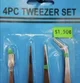 Four pc tweezer set