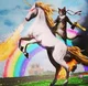 cat riding a unicorn