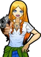 Kiyoka with a gun