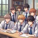 Anime boys at school