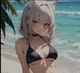 Catgirl at the beach