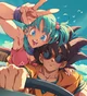 Bulma and adult goku