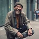 a happy guy homeless