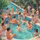 Friends pool party