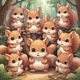 Seven lil squirrels