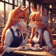 2 fox girls in café