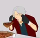Dante eating pizza 