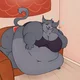 Fat grey cat girl